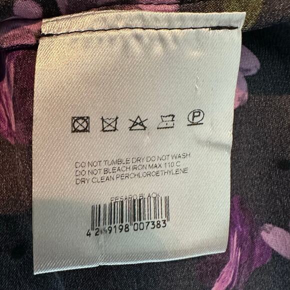 Magda Butrym Dark Floral Printed Silk Pesaro Mini Dress Size US 6 UK 10 FR 38 - Picture 6 of 14